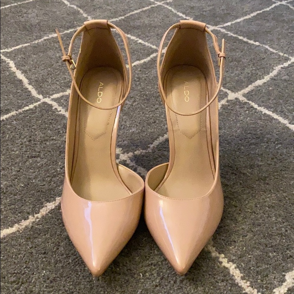 Aldo Stacey Patent Ankle-Strap Pointed Toe Pump